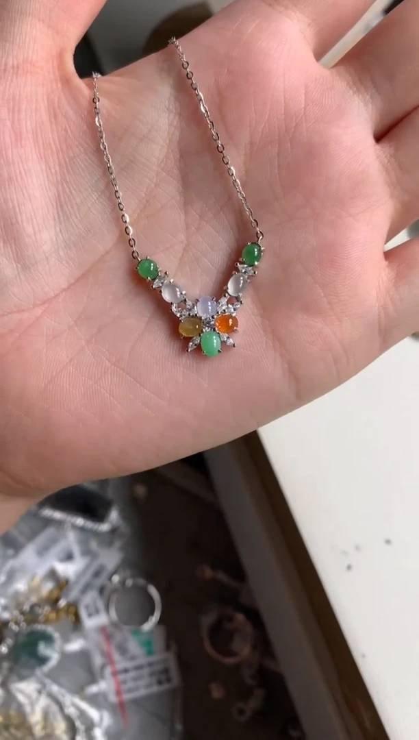 银S925镶嵌戒指翡翠项链3