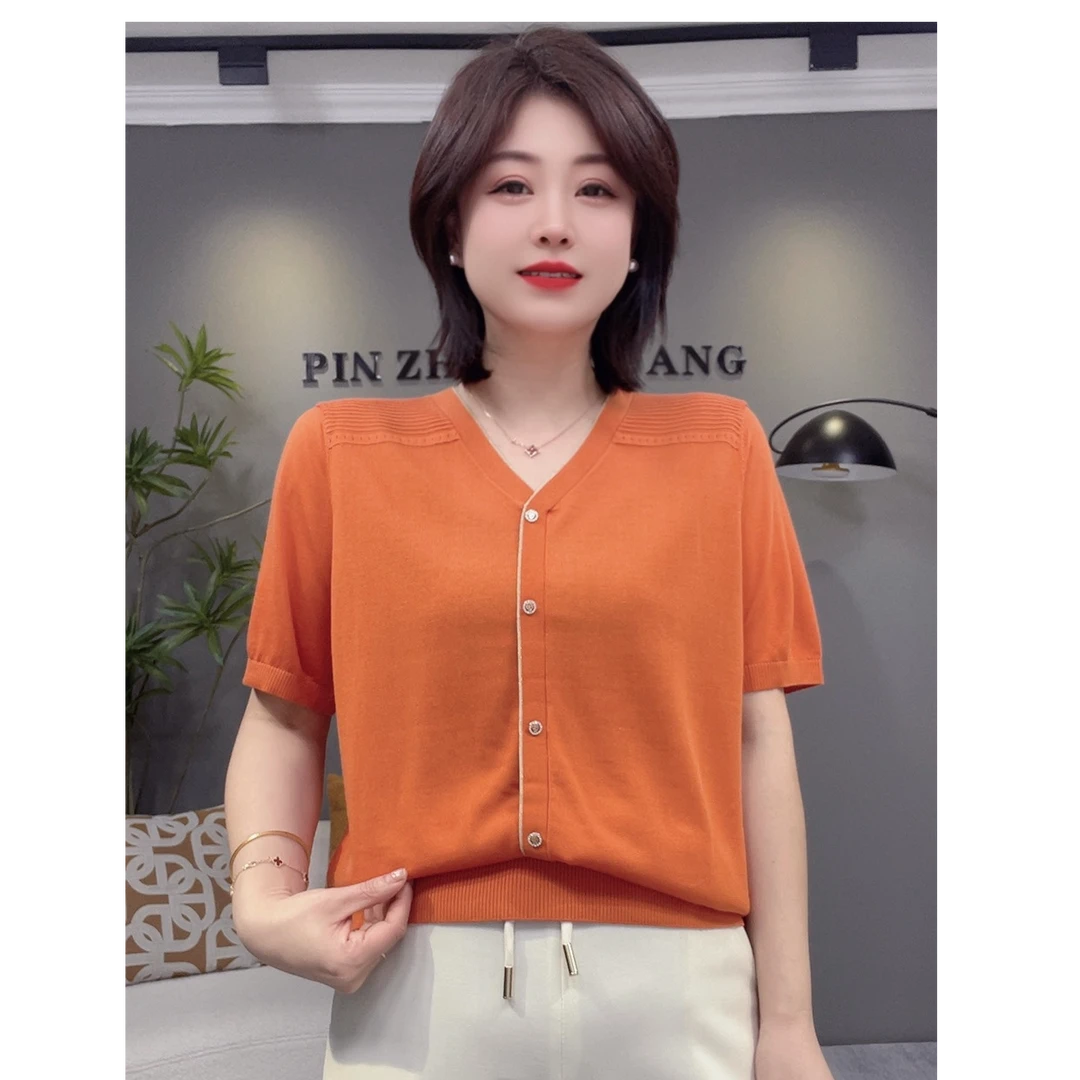 新款宽松大气百搭遮肉天丝半袖