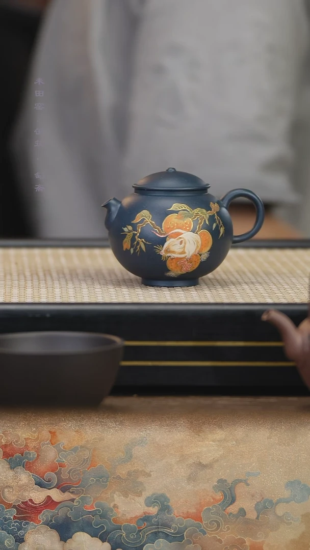 茶壶紫砂柴烧墨绿泥寻宝鼠宝葫芦