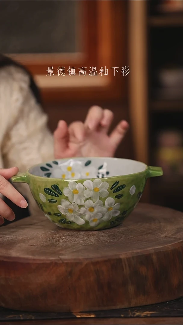 陶瓷景德镇高温釉下手绘陶瓷@L300@