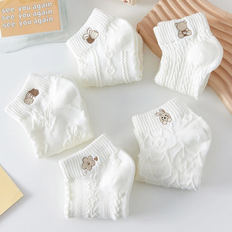 （福利五双装）袜子女夏季韩版薄款百搭短袜卡通可爱浅口短筒袜