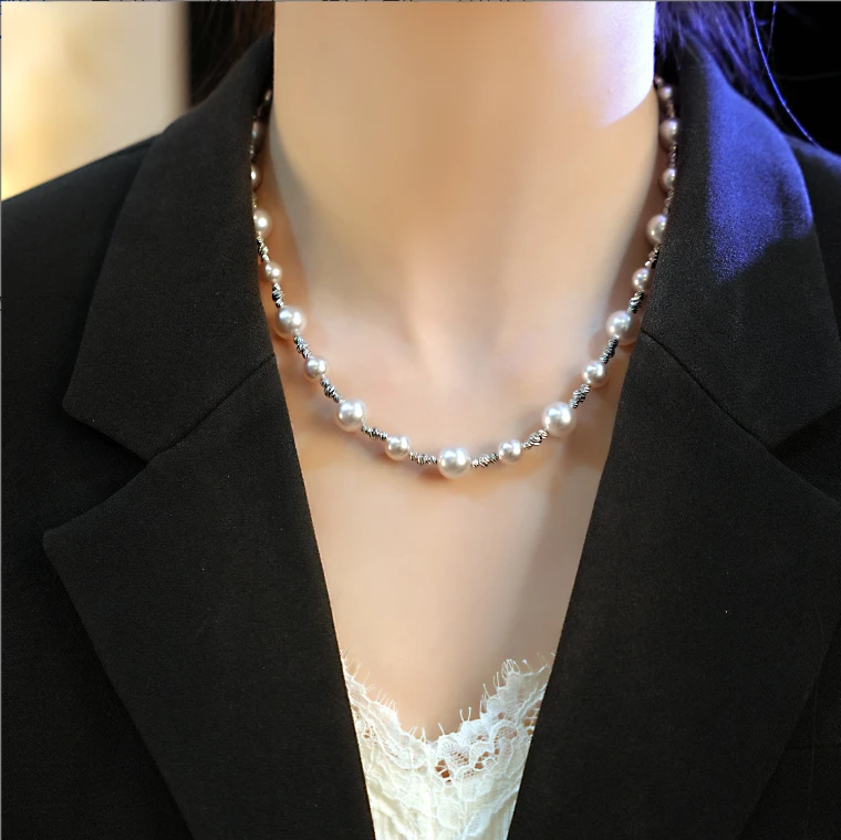 钛钢仿珍珠项链 【A0020】小众轻奢感锁骨链气质百搭毛衣链颈链女