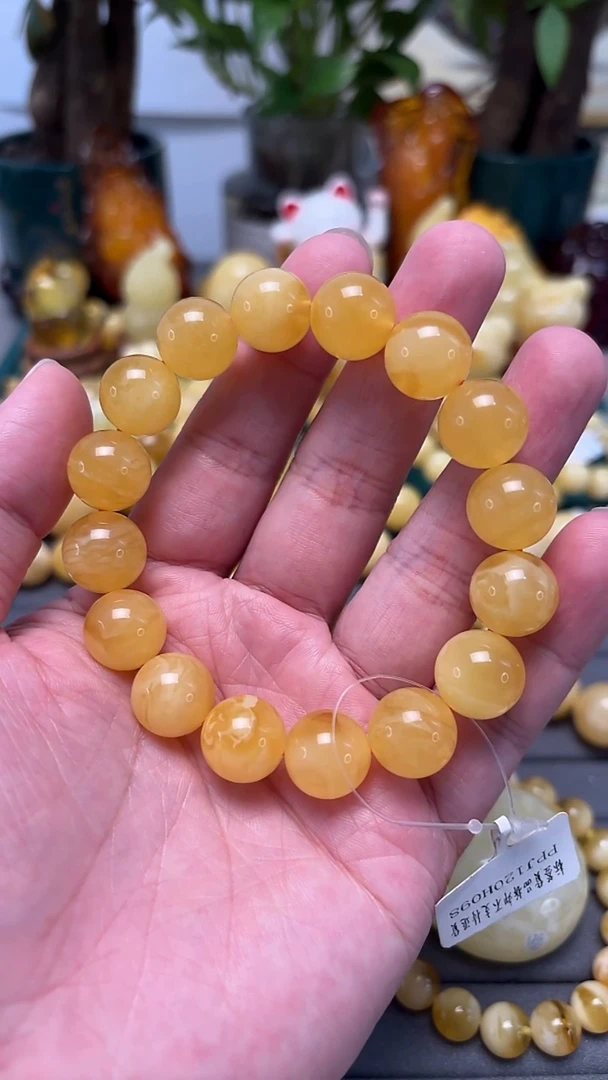 手串蜜蜡未镶嵌p52俄料原矿鸡油黄蜜蜡单圈 23.17克 13+mm