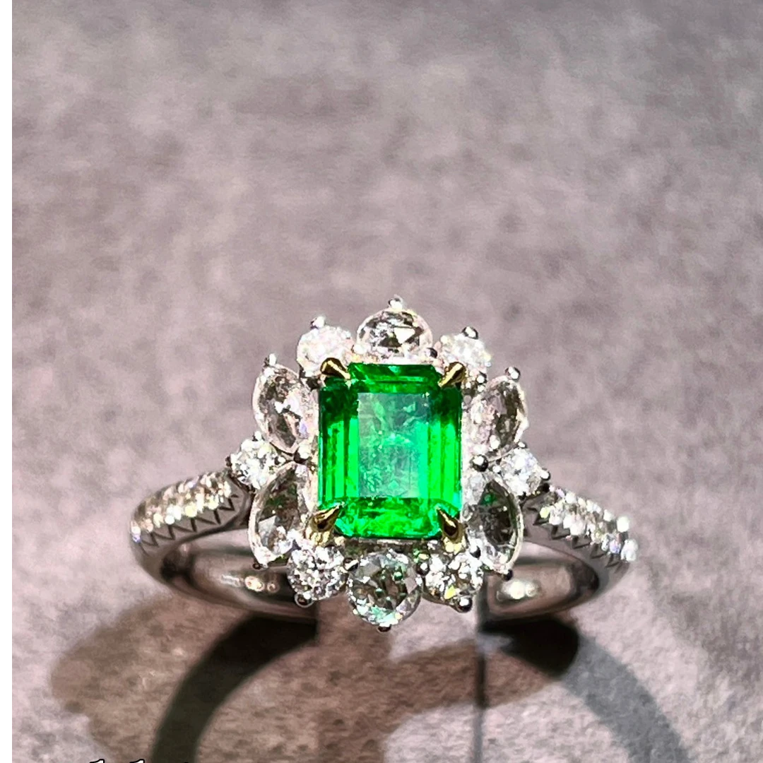 精致气质18K金祖母绿戒指（两用款/不含链)轻奢