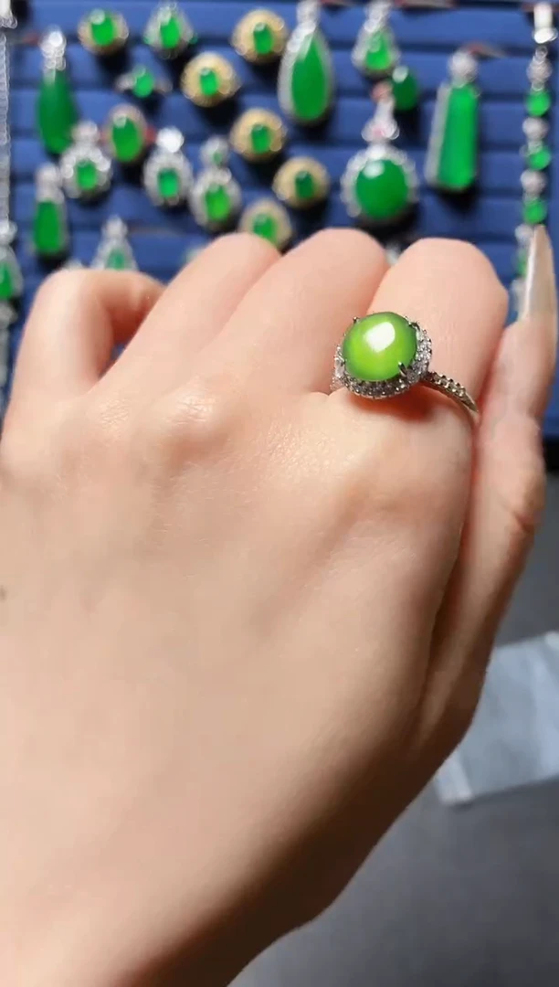 银S925镶嵌和田玉珠宝半成品10