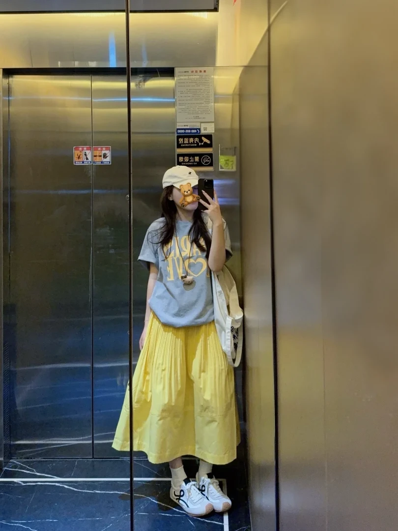 2025夏季新款韩系穿搭慵懒风休闲印花T恤上衣高腰半身裙显瘦套装