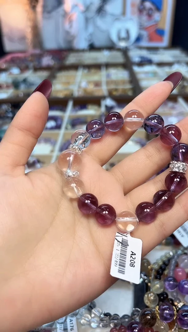 【闪购商品】水晶手链未镶嵌A208 天然紫水晶+白水晶