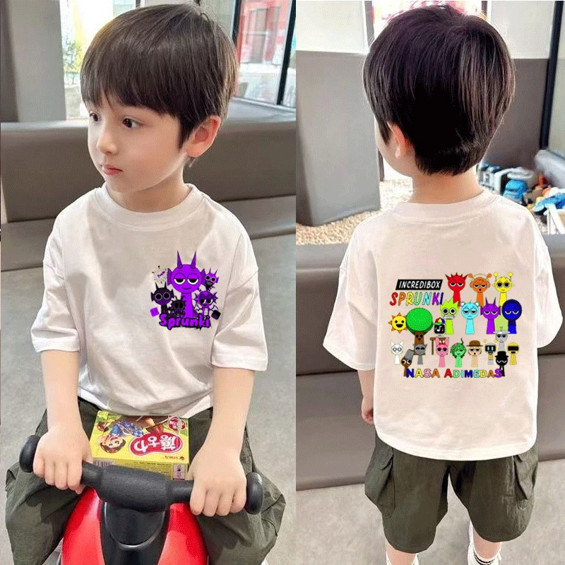 新款纯棉短袖T恤夏季新款节奏盒子男女儿童可爱中小童卡通洋气朝t