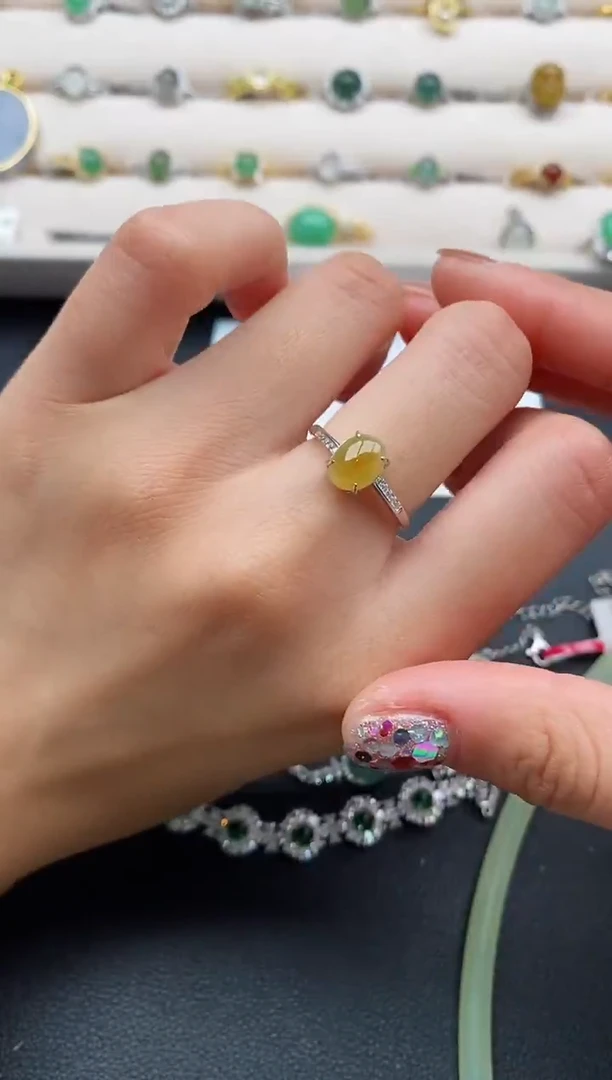 银S925镶嵌戒指翡翠555555+1