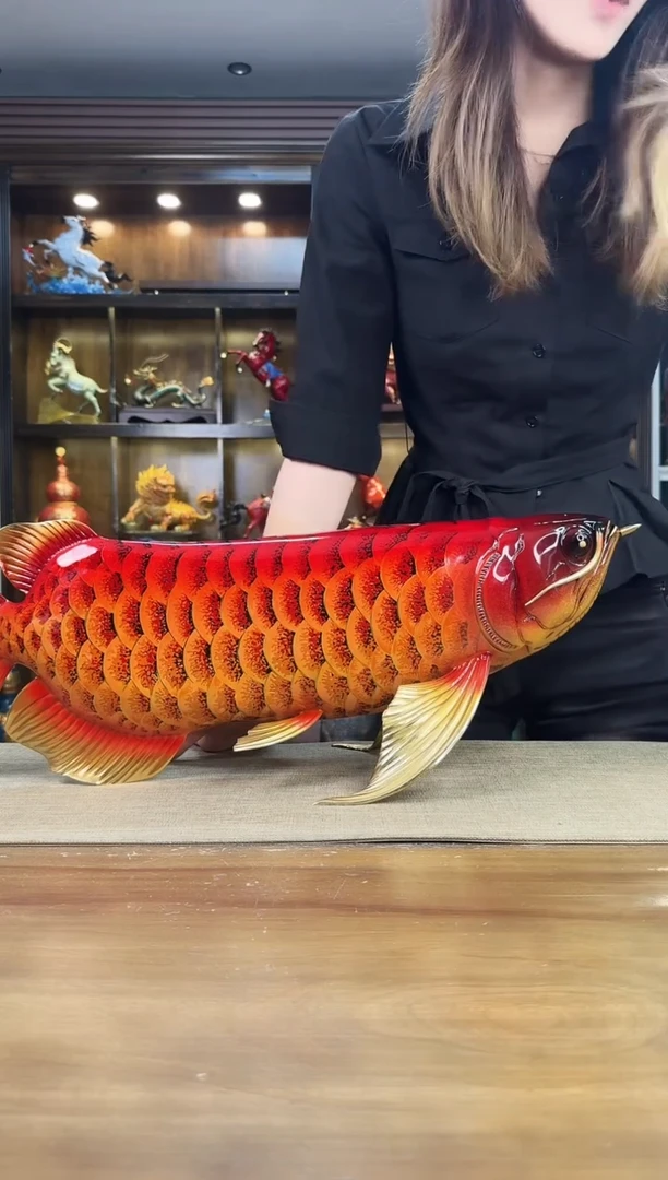 黄铜朝**舞特大号金龙鱼长68CM高30CM 不带底座