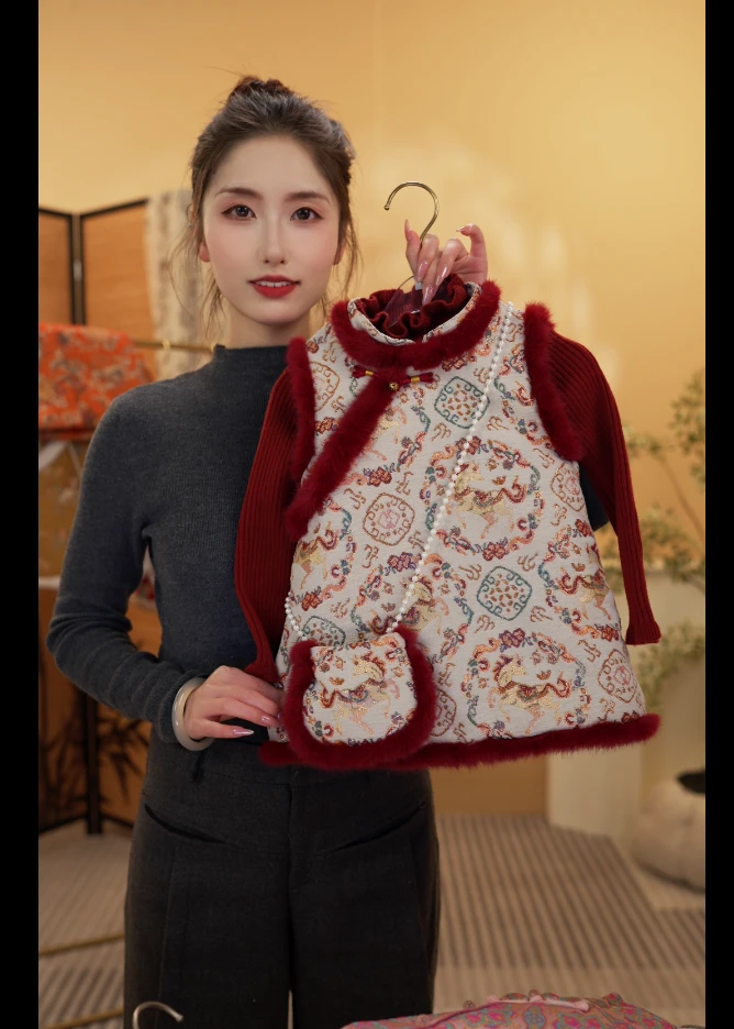 【如瑞套装】女童国风中式冬款旗袍裙女宝汉元素民族风古风旗袍套装