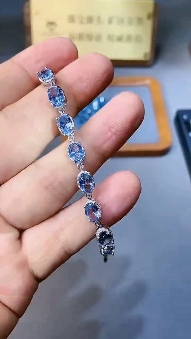 【闪购商品】海蓝宝石手链银S925镶嵌354