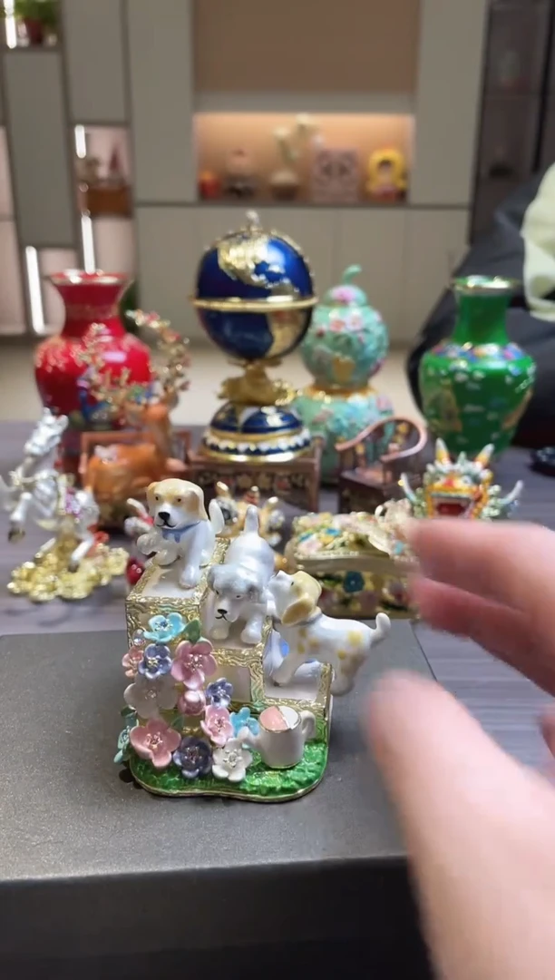 摆件七宝烧珐琅彩首饰盒