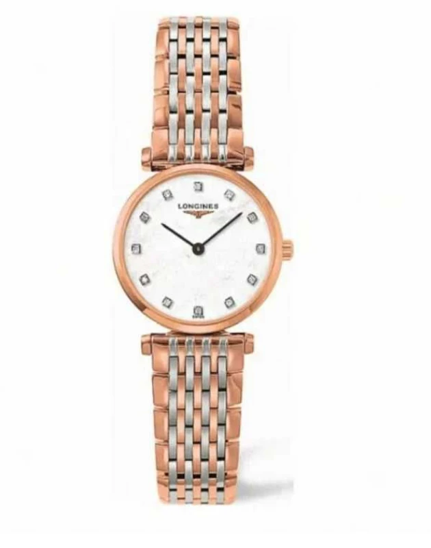【12期免息】99新 Longines/浪琴 嘉岚系列 24盘间玫瑰金石英女表XQ