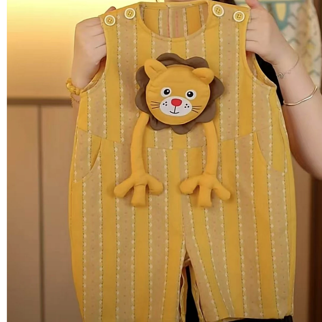 童装男儿童渔夫裤子2025夏季薄款连体衣卡通多巴胺色系MJX257191