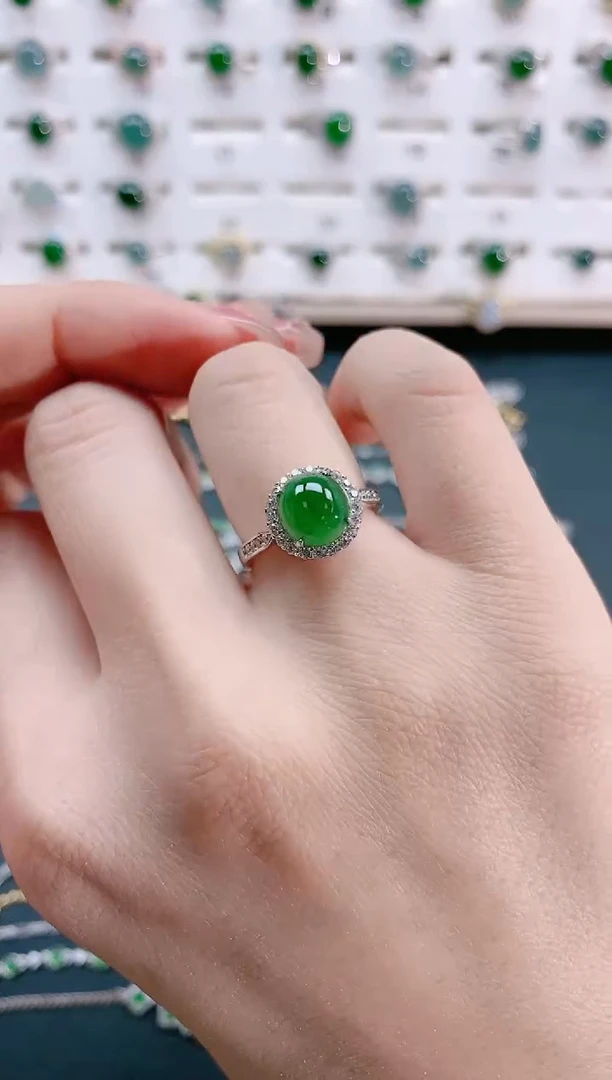 【闪购商品】翡翠戒指银S925镶嵌 天然翡翠