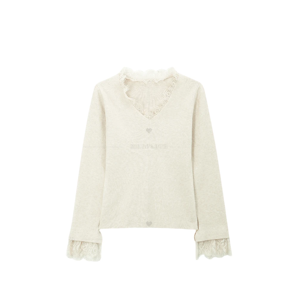 【封后轻奢设计】秋冬新款温柔蕾丝边内搭针织上衣126