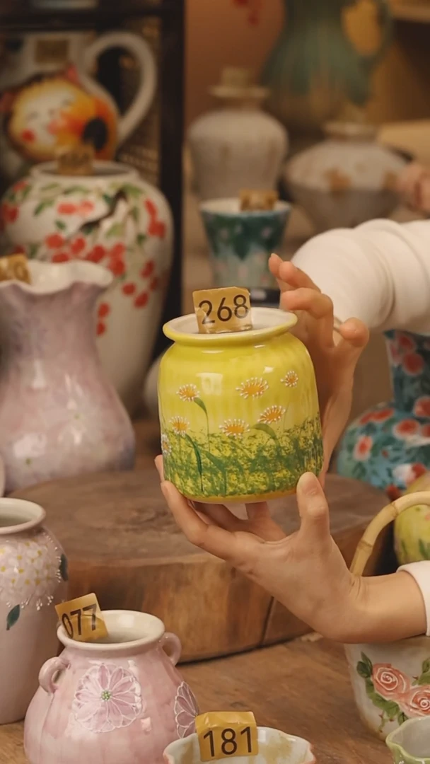 陶瓷景德镇设计师手作花器摆件侘寂风@M268@