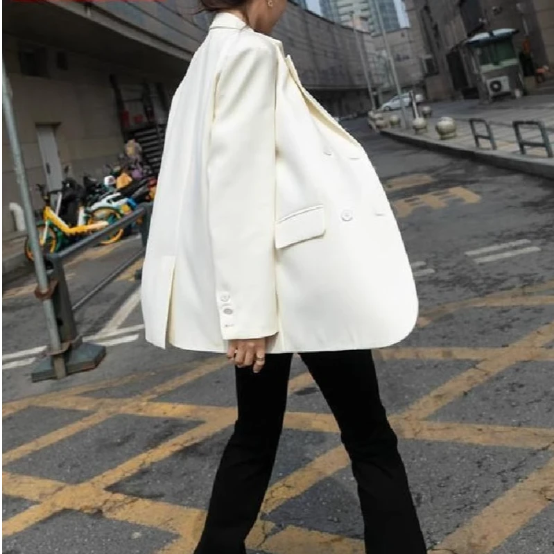 2025新款秋装白色西装外套女气质高级设计感休闲宽松小西服上衣春