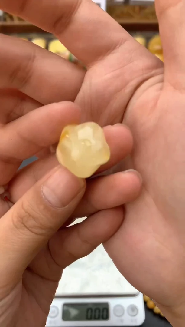 【闪购商品】琥珀珠宝奇石未镶嵌005琥珀蜜蜡花粉有纹小坑介意勿拍