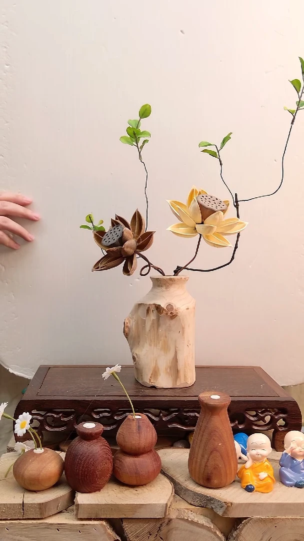 木实木花瓶一物一拍