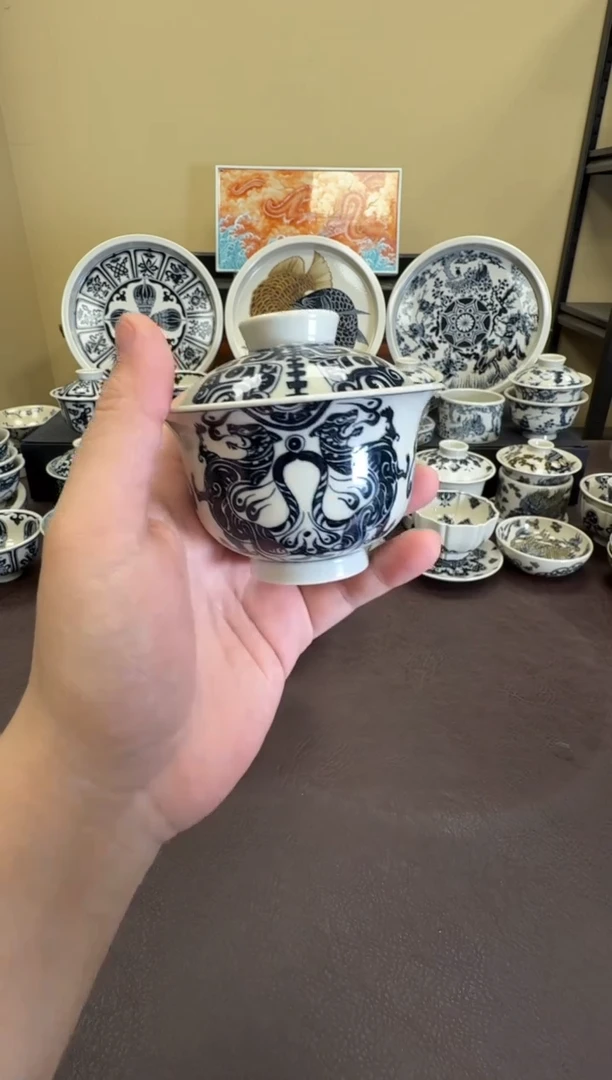 二号釉虎符纹元宝盖碗