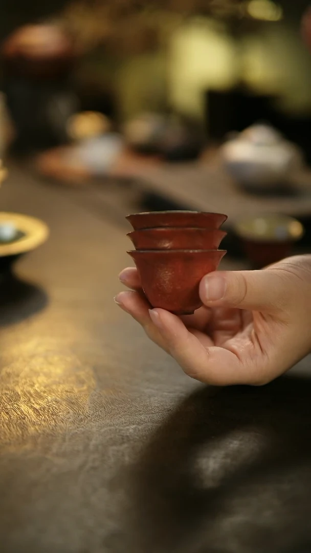 高*阿眠      云龙手作陶泥红釉单杯小