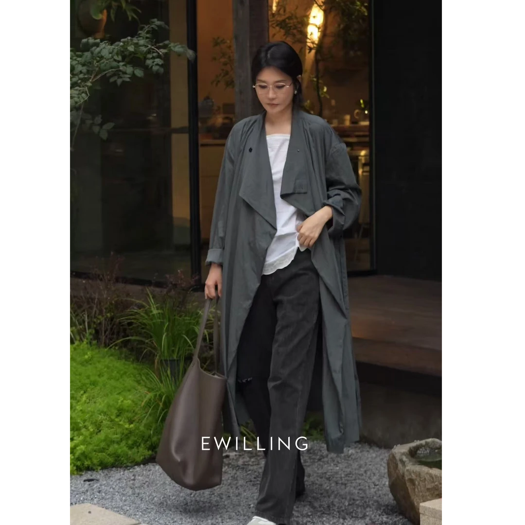 YOEYYOU垂坠感褶量长外套