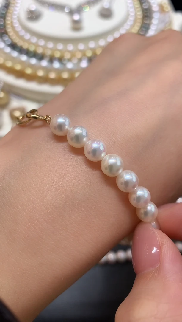 18K金镶嵌手链海水珍珠a99