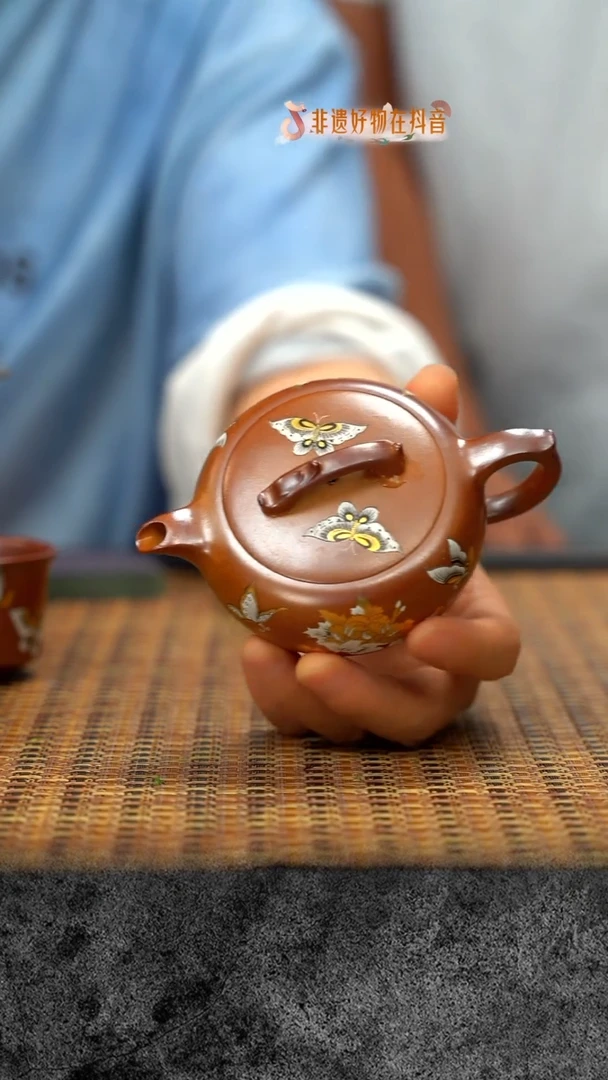茶壶紫砂宜兴紫砂茶壶 柴烧蝴蝶