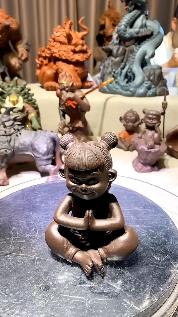 泥塑紫砂茶宠小哪吒
