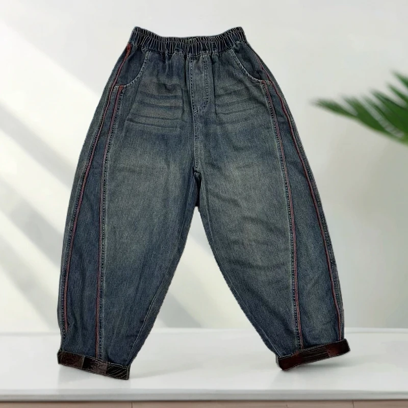 2025 夏季新款宽松休闲女士休闲牛仔裤百搭水洗好看舒适上身好看D
