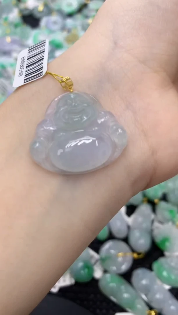翡翠18K金镶嵌颈饰天然缅甸翡翠A货