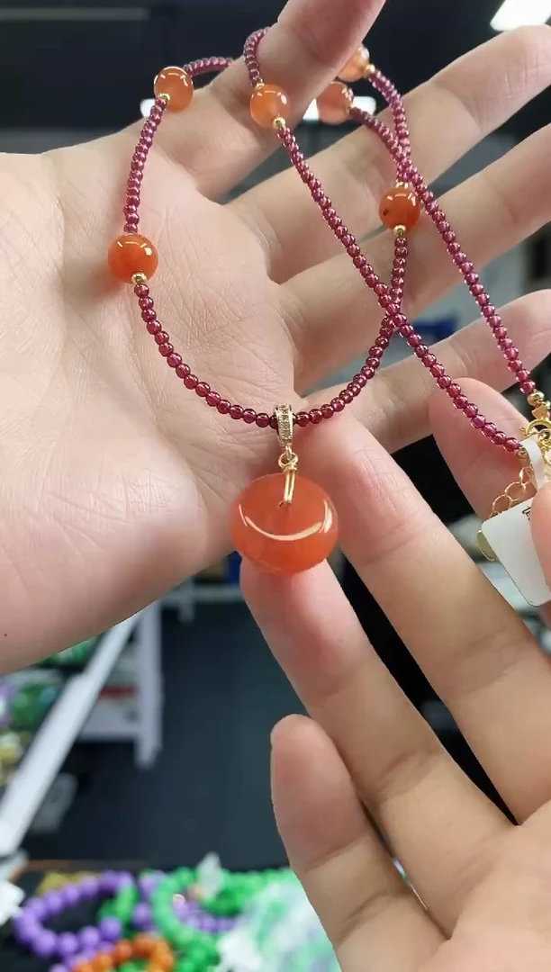 南红玛瑙项链未镶嵌多样性发其一颜色微差
