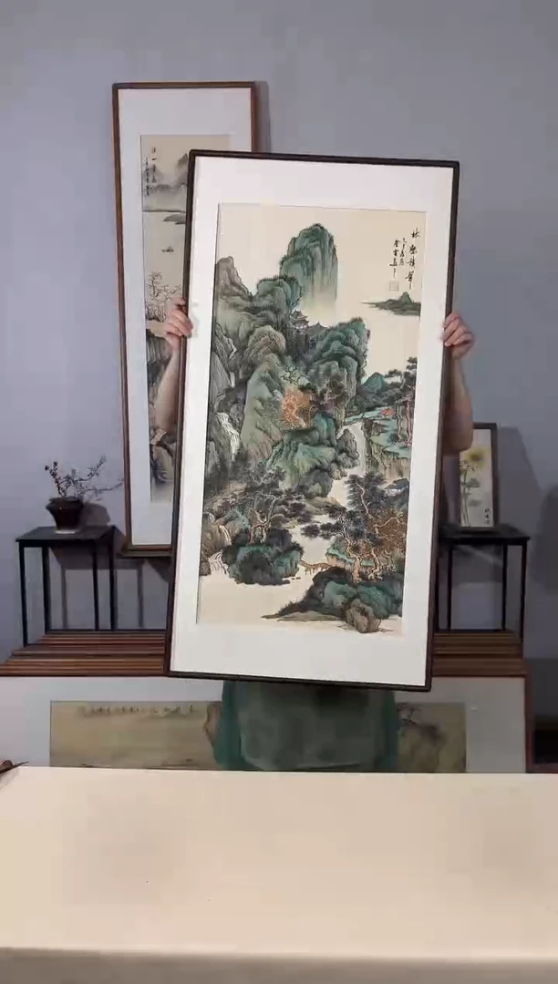 国画手绘*林壑积翠*62*122cm带框发货