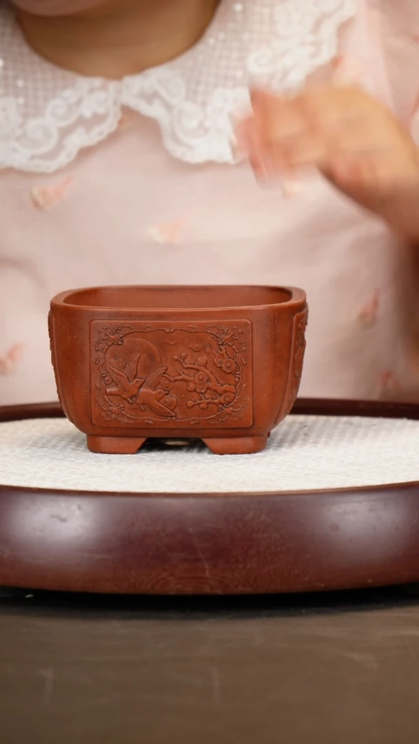 紫砂茶具清水泥四方花盆