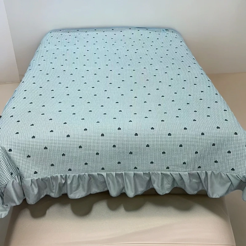 四季床盖花边加棉三层夹棉咖色小爱心200✖️230不包括花边