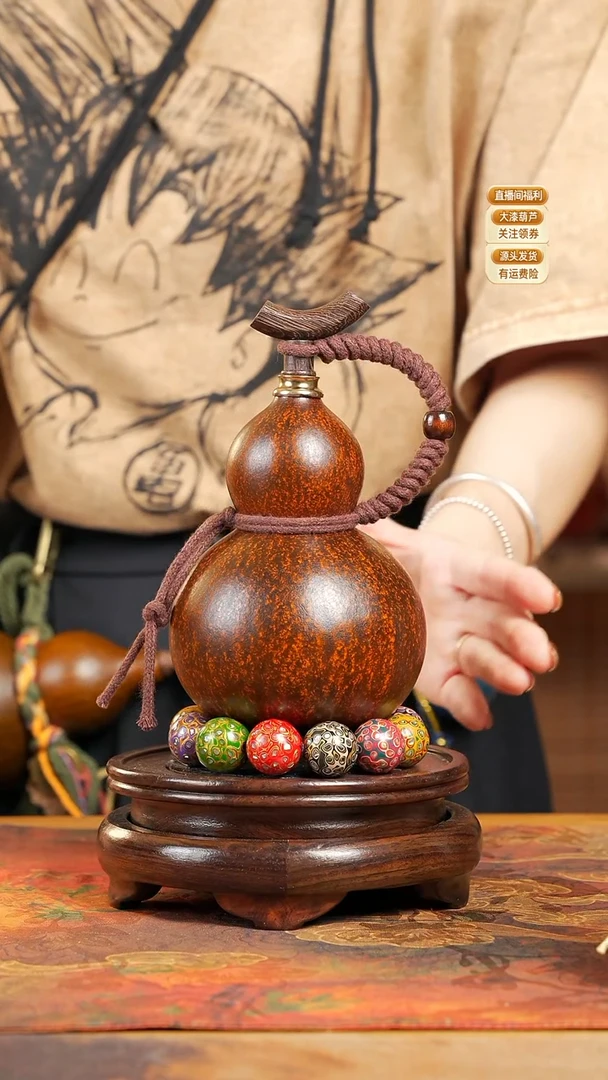 WE004大漆酒葫芦不包手串及旋转底座