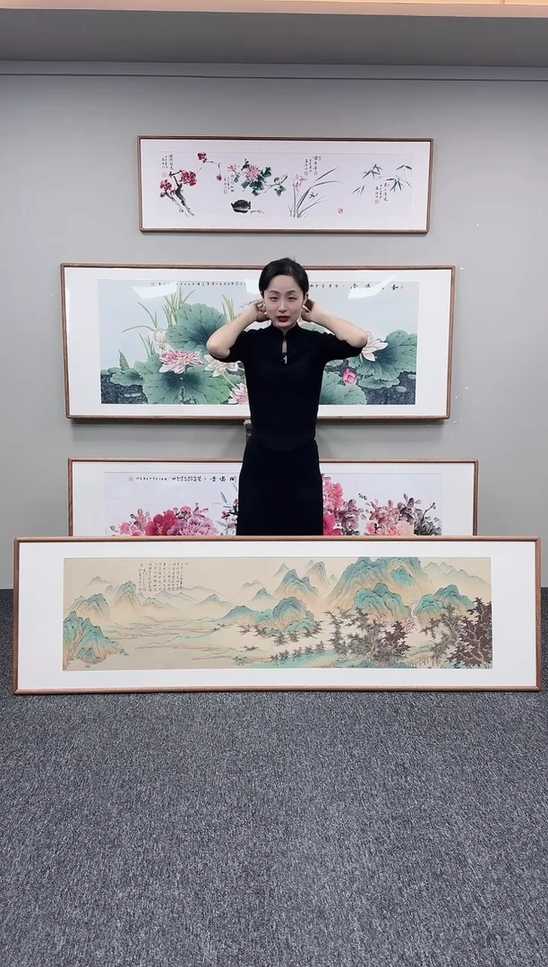 国画千里江山图210*60手绘作品