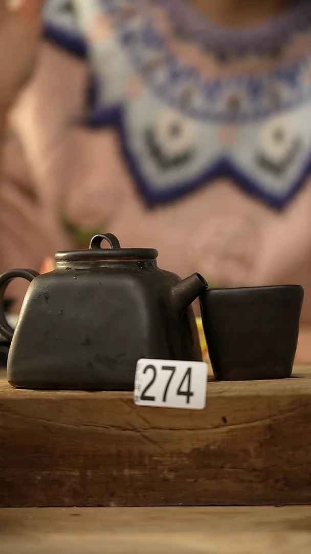 【闪购商品】瓷片丁念 设计师款 黑色四方秤砣壶+主人杯