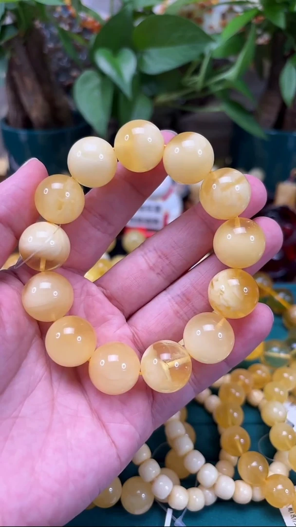 手链蜜蜡未镶嵌p43金白妖花蜜蜡单圈 40.36克 17+mm
