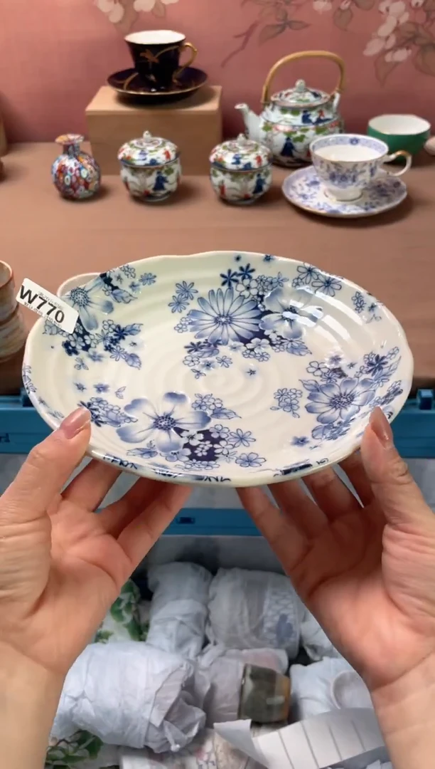 瓷片有古窑蓝色花集盘770