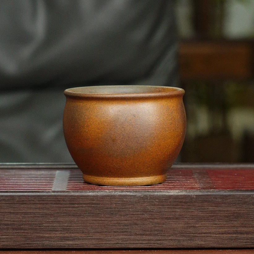 柴烧本山段泥主人大缸杯带火痕落灰
