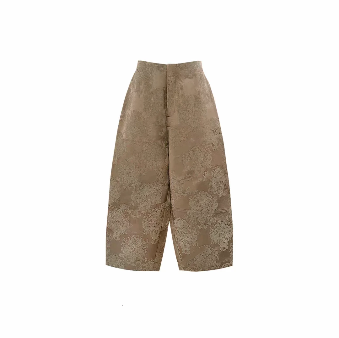 娜娜服饰——「浮雕国风裤」秋冬新款大轮廓高腰百搭复古直筒裤