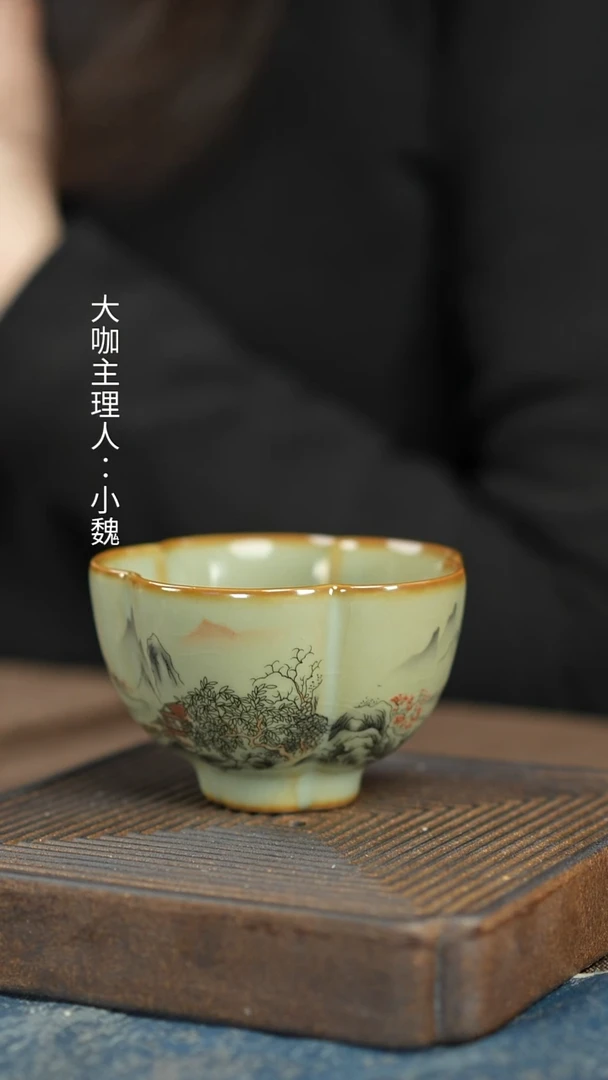 【汝窑异形五形杯】【12西泠礼盒】