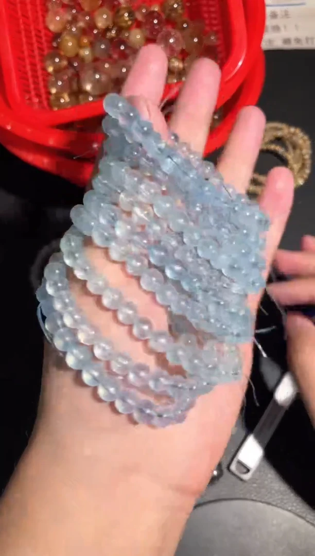 水晶珠宝半成品未镶嵌【K01】海蓝宝手串6M多样性随1串