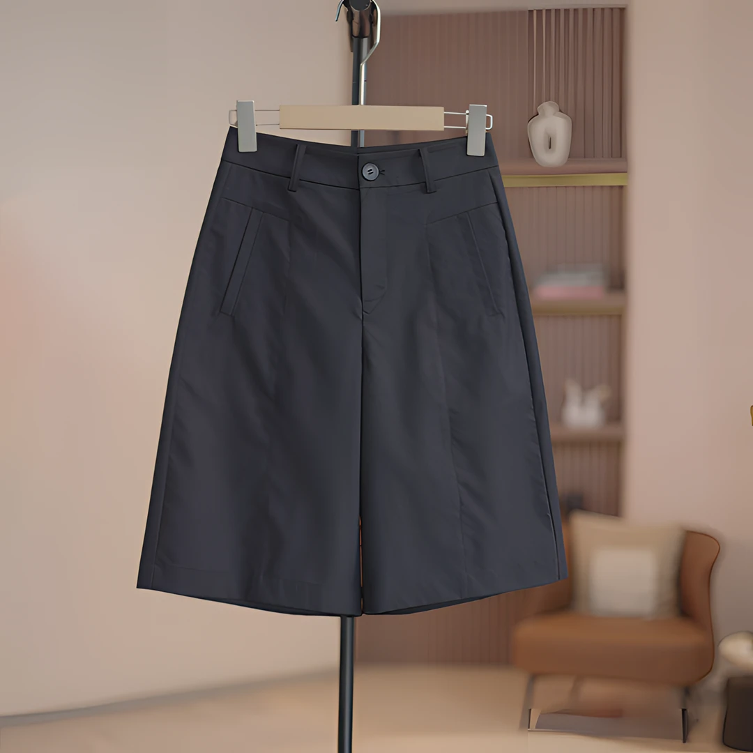 【菲儿】高腰显瘦百搭休闲直筒五分裤-K17830