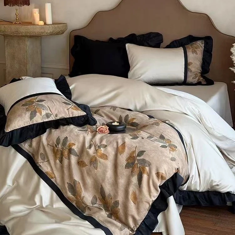 莫妮卡·法式中古风100s长绒棉荷叶边四件套