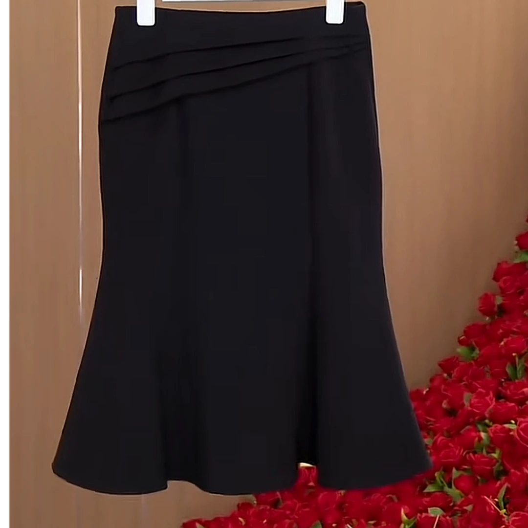 【安迪严选】5671-2夏季新款时尚高腰黑色百搭显瘦鱼尾休闲半身裙