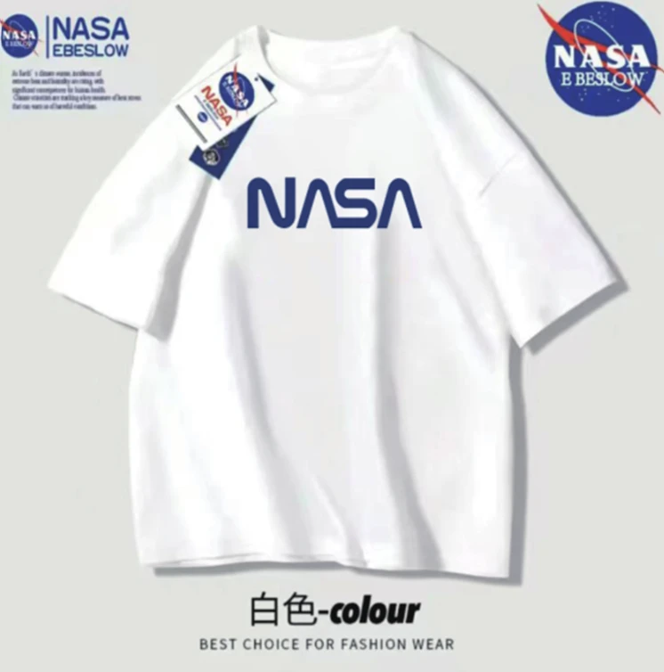 透气宽松夏季潮流休闲时尚百搭印花T恤——NASA